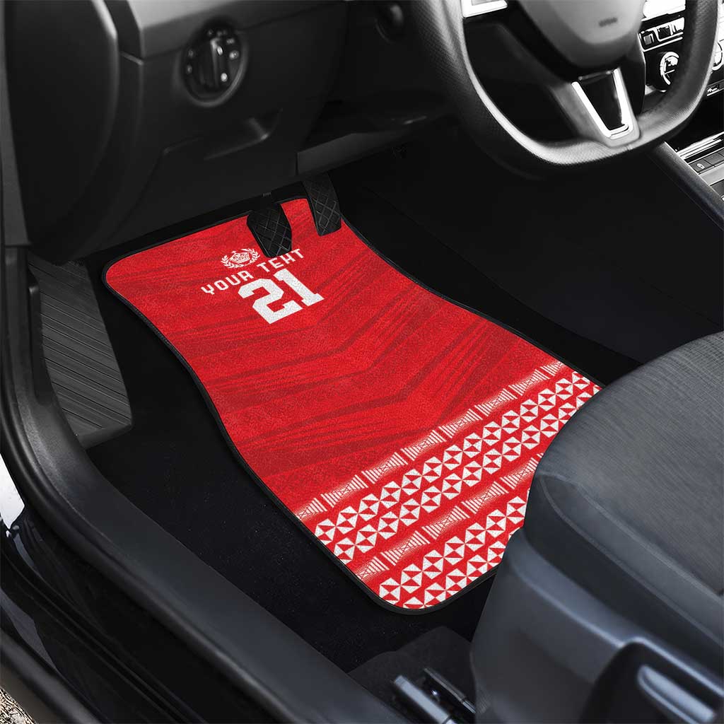 Custom Mate Ma'a Tonga Heritage Car Mats Pacific Tribal Rugby Red Edition LT9 - Polynesian Pride