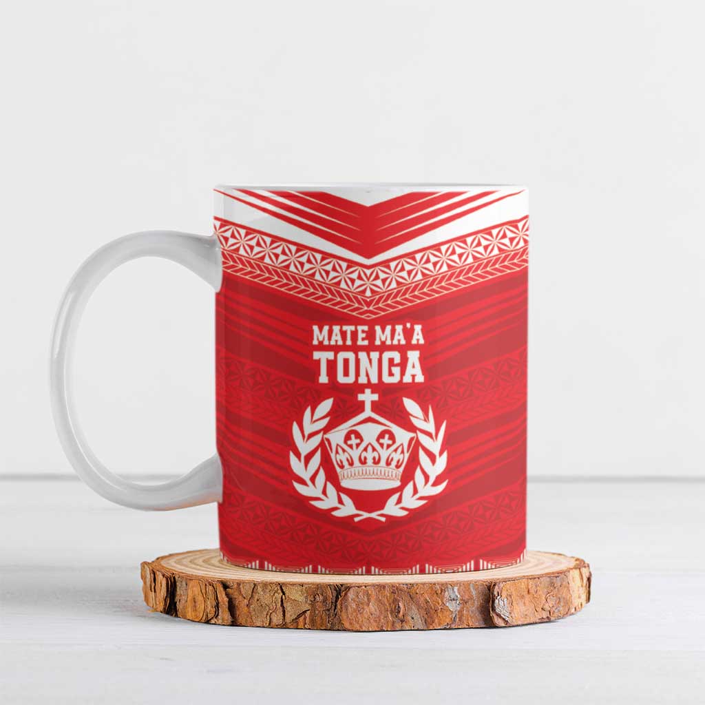 Custom Mate Ma'a Tonga Heritage Ceramic Mug Pacific Tribal Rugby Red Edition LT9 Red - Polynesian Pride