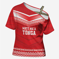 Custom Mate Ma'a Tonga Heritage Cross Shoulder Shirt Pacific Tribal Rugby Red Edition LT9 Female Red - Polynesian Pride