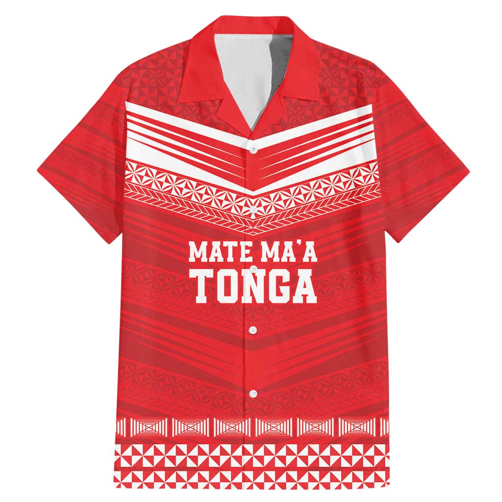 Custom Mate Ma'a Tonga Heritage Family Matching Mermaid Dress and Hawaiian Shirt Pacific Tribal Rugby Red Edition - Polynesian Pride