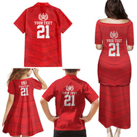 Custom Mate Ma'a Tonga Heritage Family Matching Puletasi and Hawaiian Shirt Pacific Tribal Rugby Red Edition LT9 - Polynesian Pride