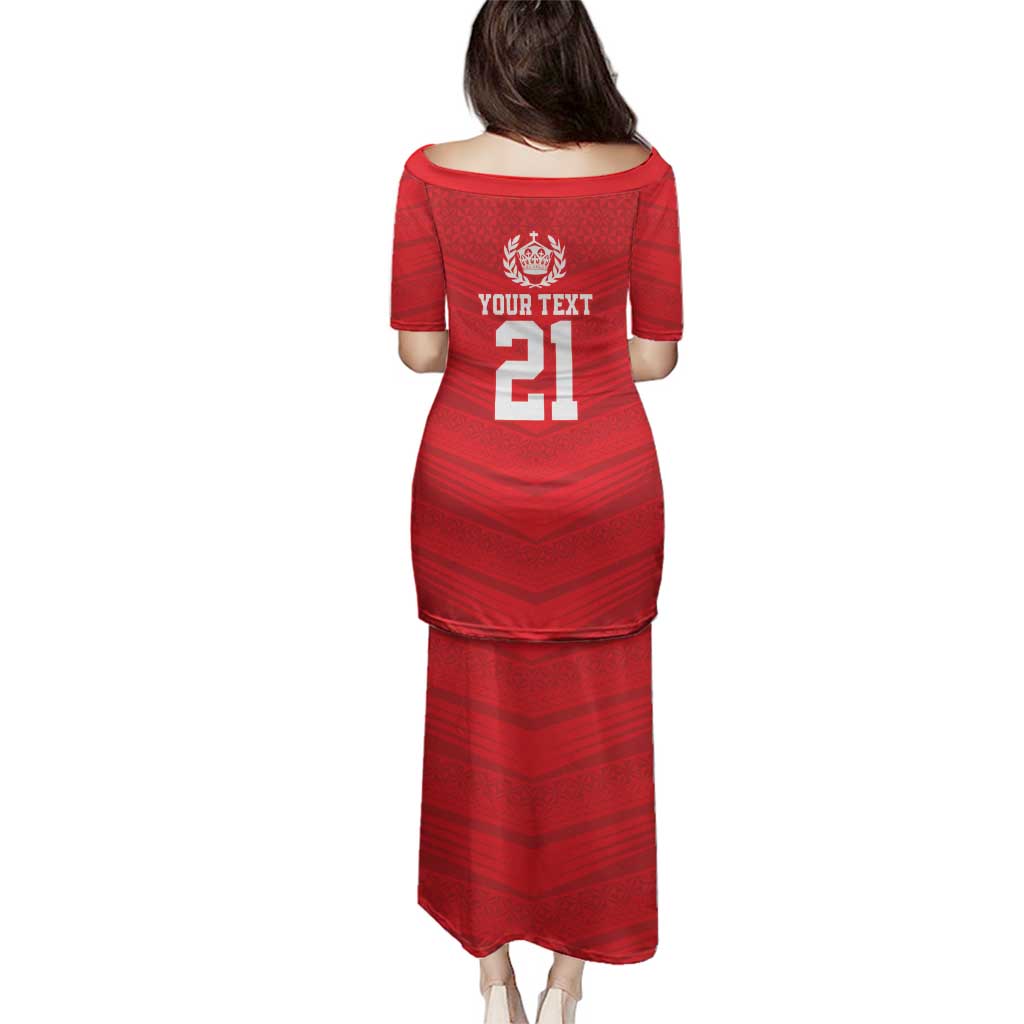 Custom Mate Ma'a Tonga Heritage Family Matching Puletasi and Hawaiian Shirt Pacific Tribal Rugby Red Edition LT9 - Polynesian Pride