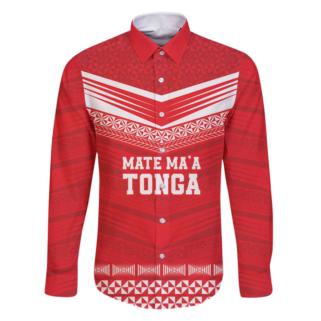 Custom Mate Ma'a Tonga Heritage Family Matching Short Sleeve Bodycon Dress and Hawaiian Shirt Pacific Tribal Rugby Red Edition - Polynesian Pride