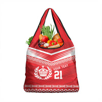 Custom Mate Ma'a Tonga Heritage Grocery Bag Pacific Tribal Rugby Red Edition - Polynesian Pride