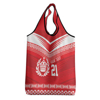 Custom Mate Ma'a Tonga Heritage Grocery Bag Pacific Tribal Rugby Red Edition - Polynesian Pride