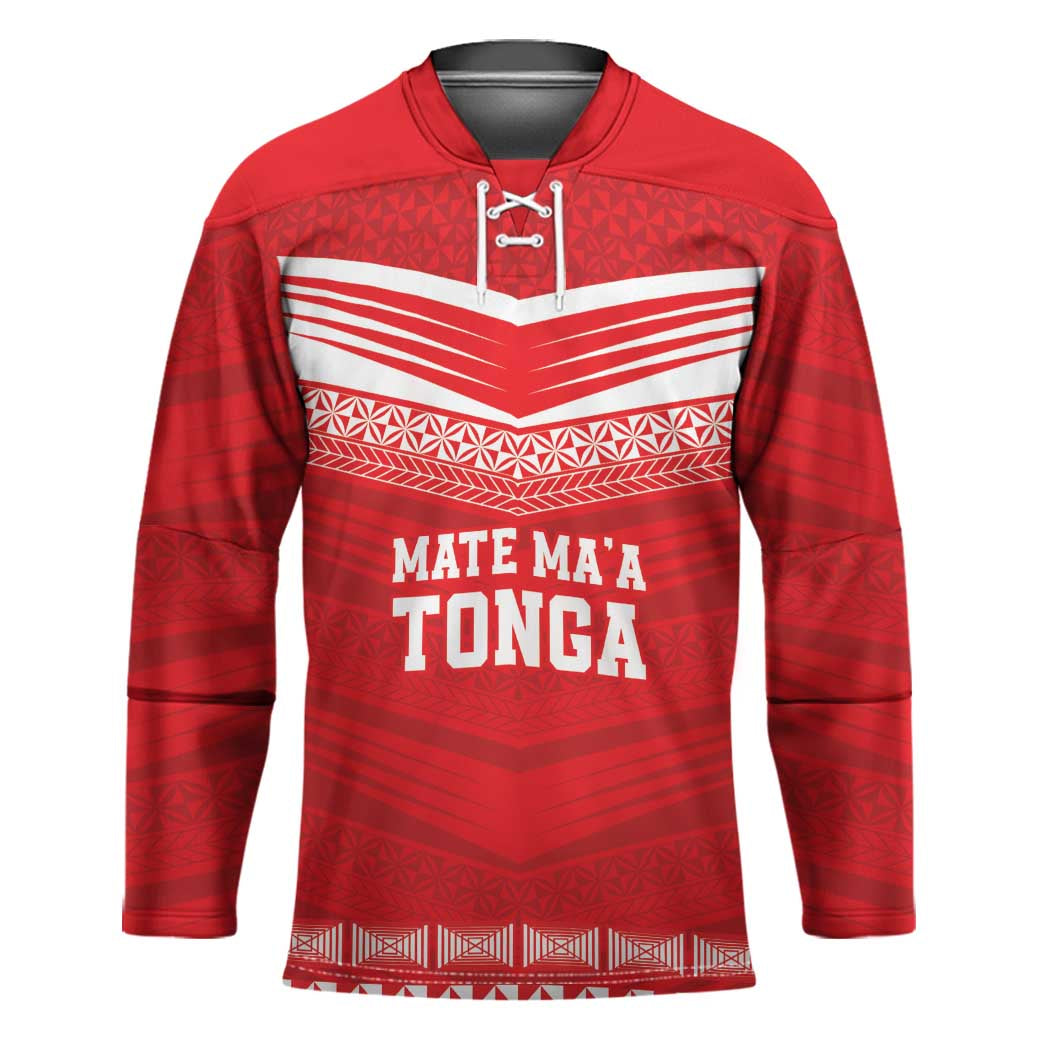 Custom Mate Ma'a Tonga Heritage Hockey Jersey Pacific Tribal Rugby Red Edition LT9 Unisex Red - Polynesian Pride