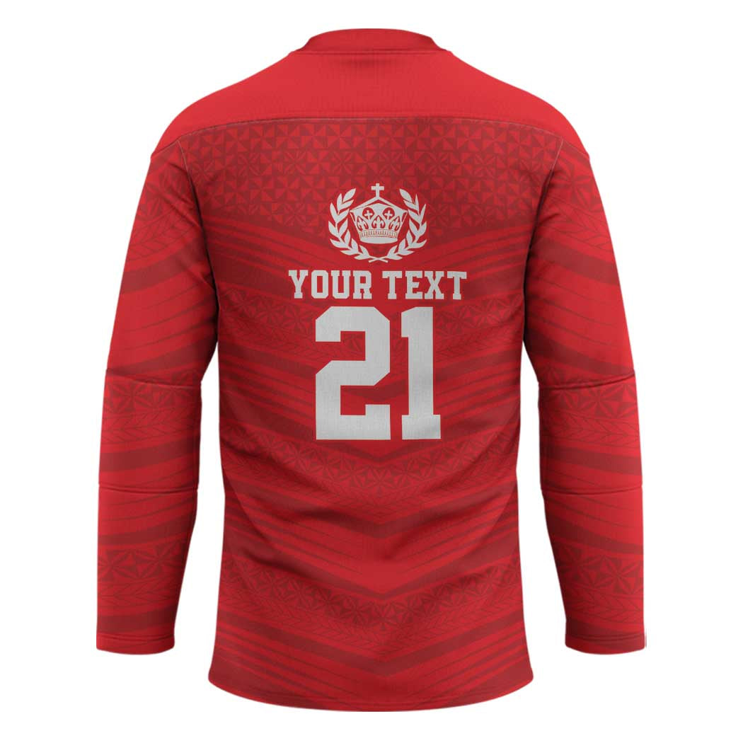 Custom Mate Ma'a Tonga Heritage Hockey Jersey Pacific Tribal Rugby Red Edition LT9 - Polynesian Pride