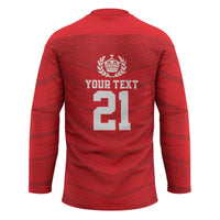 Custom Mate Ma'a Tonga Heritage Hockey Jersey Pacific Tribal Rugby Red Edition LT9 - Polynesian Pride