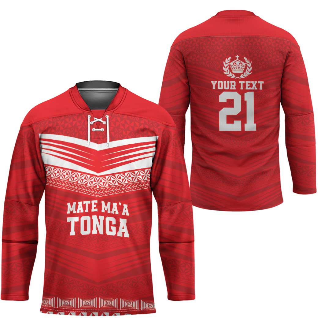 Custom Mate Ma'a Tonga Heritage Hockey Jersey Pacific Tribal Rugby Red Edition LT9 - Polynesian Pride