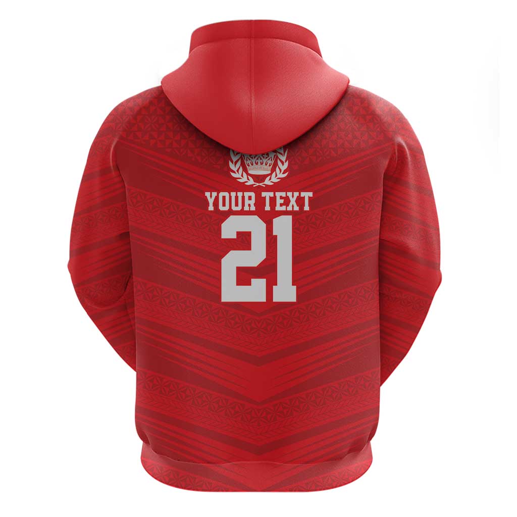 Custom Mate Ma'a Tonga Heritage Hoodie Pacific Tribal Rugby Red Edition - Polynesian Pride