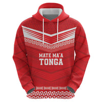 Custom Mate Ma'a Tonga Heritage Hoodie Pacific Tribal Rugby Red Edition - Polynesian Pride