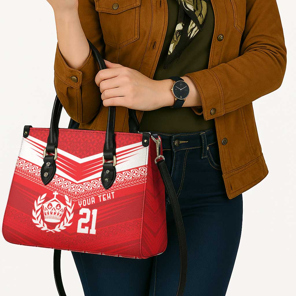 Custom Mate Ma'a Tonga Heritage Leather Bag Pacific Tribal Rugby Red Edition - Polynesian Pride