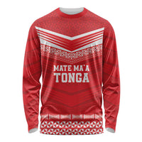Custom Mate Ma'a Tonga Heritage Long Sleeve Shirt Pacific Tribal Rugby Red Edition LT9 Unisex Red - Polynesian Pride