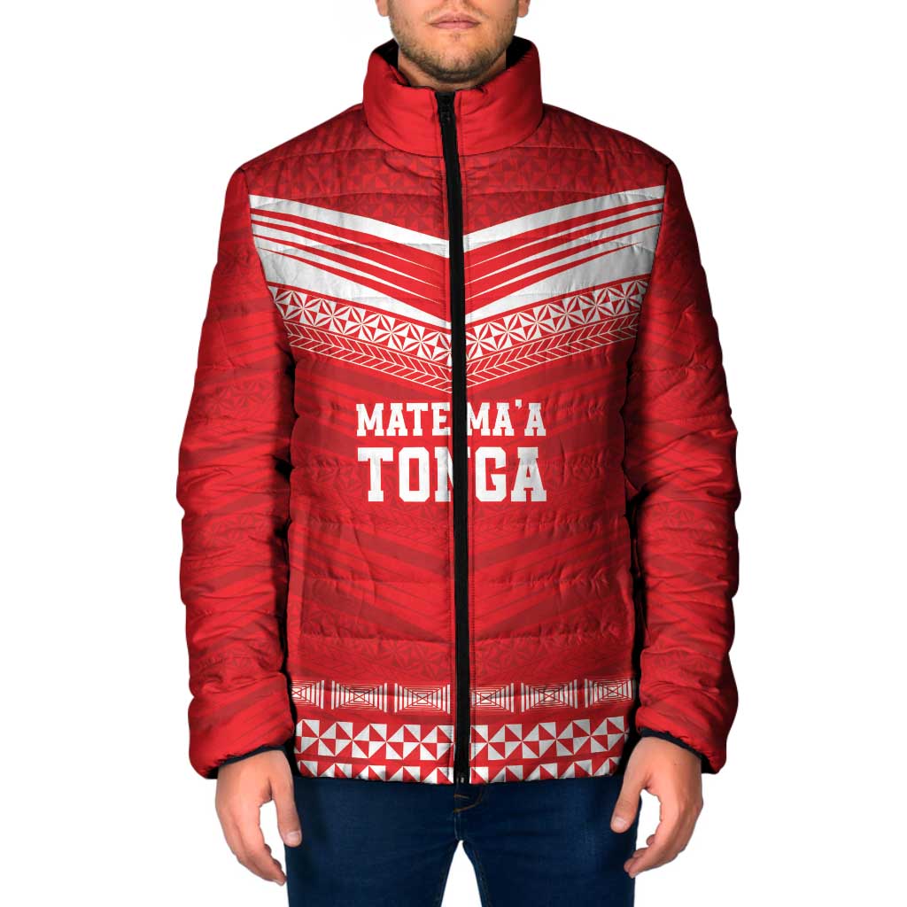 Custom Mate Ma'a Tonga Heritage Padded Jacket Pacific Tribal Rugby Red Edition LT9 Men Red - Polynesian Pride
