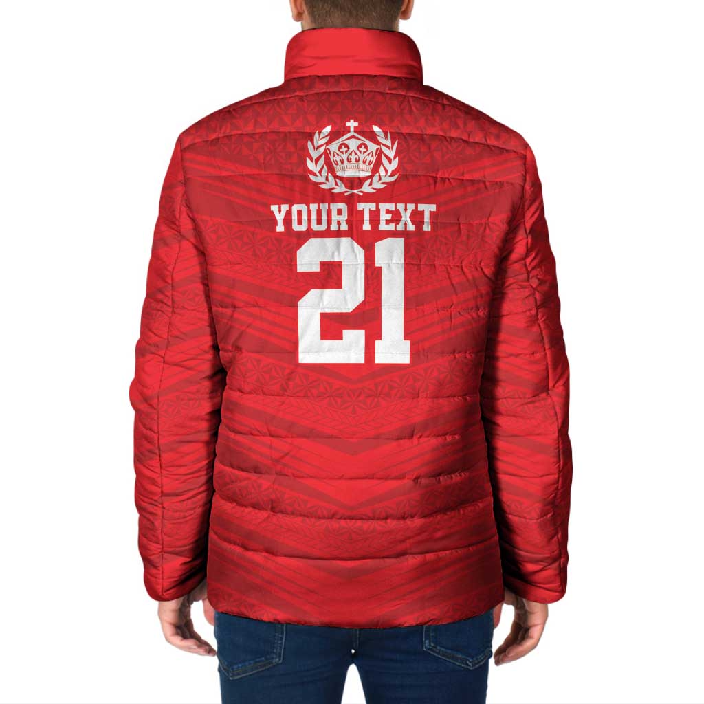 Custom Mate Ma'a Tonga Heritage Padded Jacket Pacific Tribal Rugby Red Edition LT9 - Polynesian Pride