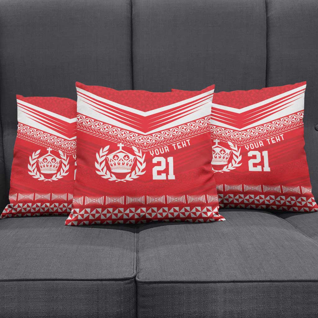Custom Mate Ma'a Tonga Heritage Pillow Cover Pacific Tribal Rugby Red Edition - Polynesian Pride