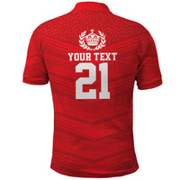 Custom Mate Ma'a Tonga Heritage Polo Shirt Pacific Tribal Rugby Red Edition - Polynesian Pride