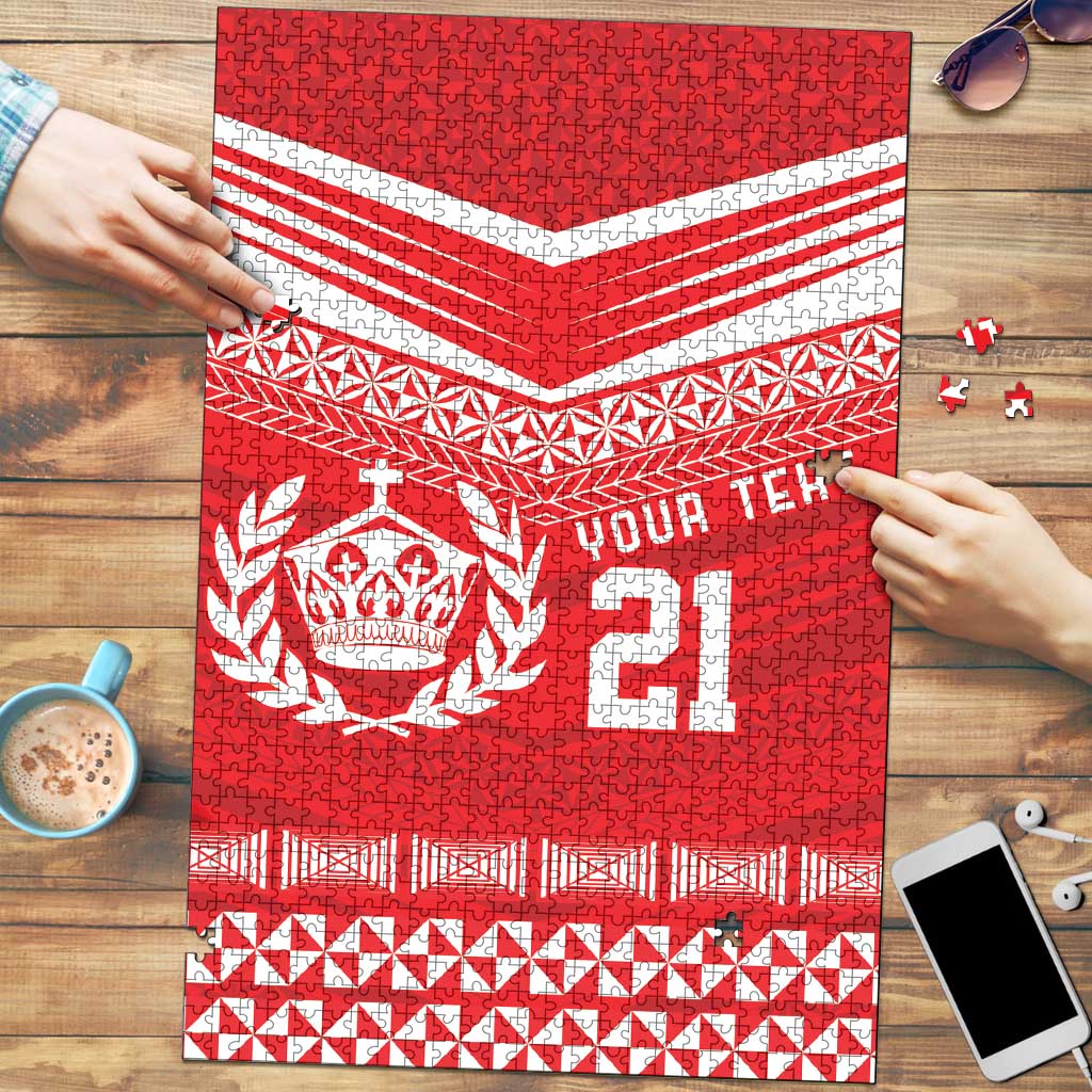 Custom Mate Ma'a Tonga Heritage Puzzle Pacific Tribal Rugby Red Edition LT9 Red - Polynesian Pride