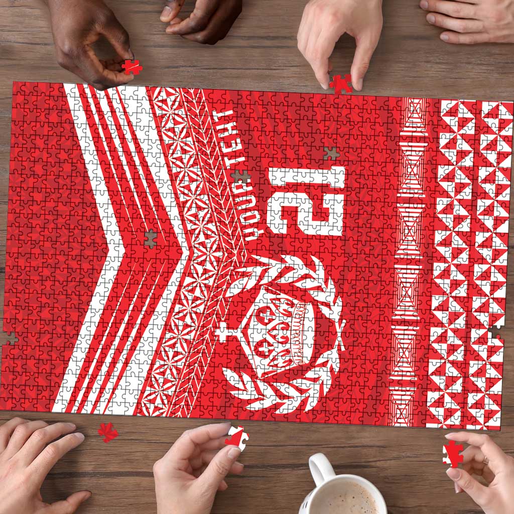Custom Mate Ma'a Tonga Heritage Puzzle Pacific Tribal Rugby Red Edition LT9 - Polynesian Pride