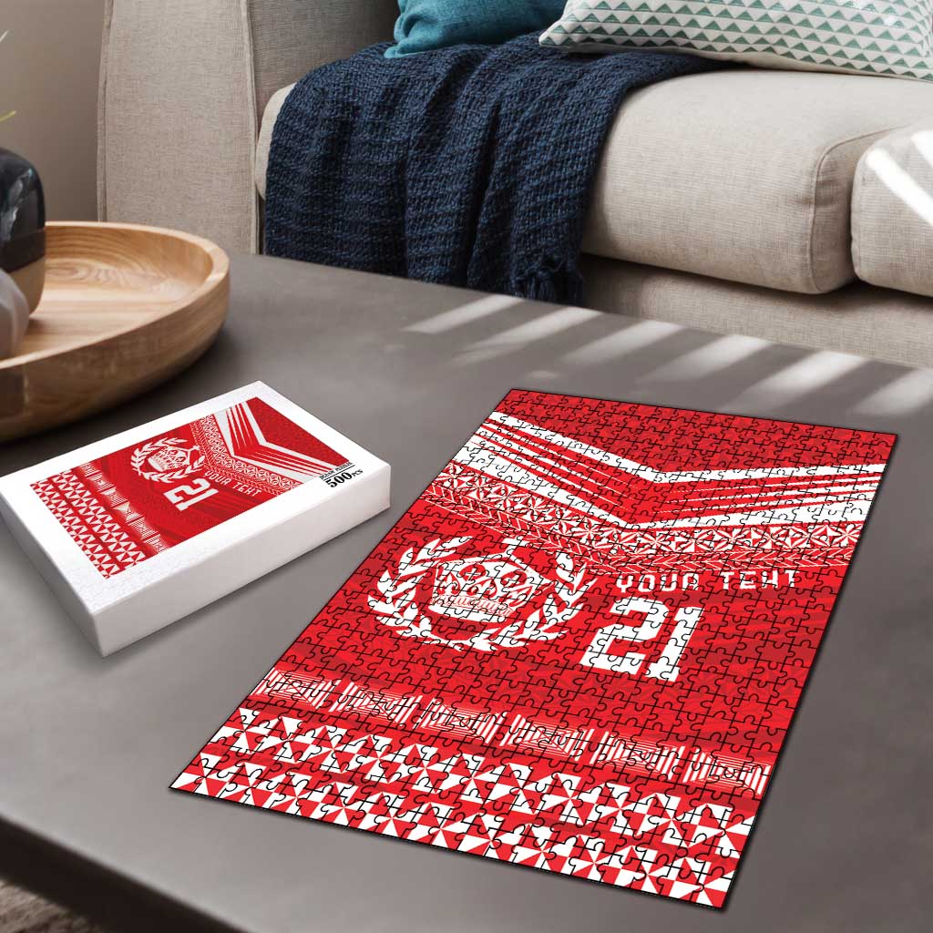 Custom Mate Ma'a Tonga Heritage Puzzle Pacific Tribal Rugby Red Edition LT9 - Polynesian Pride