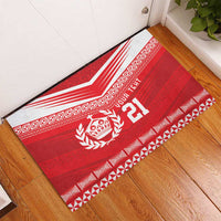 Custom Mate Ma'a Tonga Heritage Rubber Doormat Pacific Tribal Rugby Red Edition LT9 - Polynesian Pride