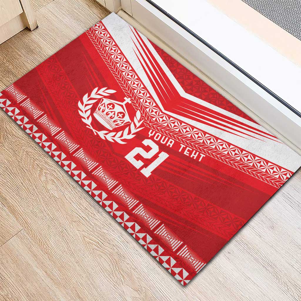 Custom Mate Ma'a Tonga Heritage Rubber Doormat Pacific Tribal Rugby Red Edition LT9 - Polynesian Pride