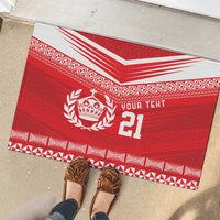 Custom Mate Ma'a Tonga Heritage Rubber Doormat Pacific Tribal Rugby Red Edition LT9 - Polynesian Pride