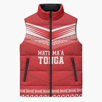 Custom Mate Ma'a Tonga Heritage Sleeveless Puffer Jacket Pacific Tribal Rugby Red Edition LT9 Unisex Red - Polynesian Pride
