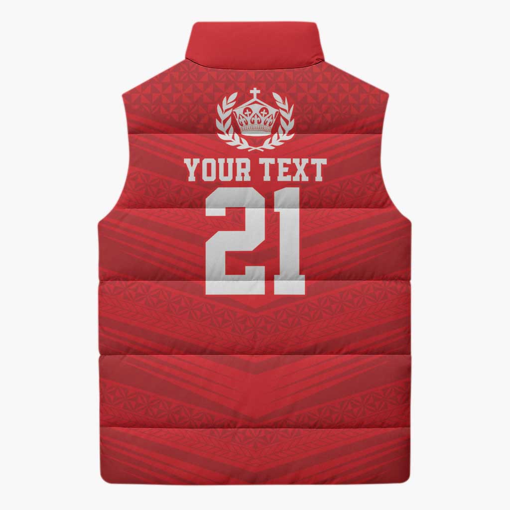 Custom Mate Ma'a Tonga Heritage Sleeveless Puffer Jacket Pacific Tribal Rugby Red Edition LT9 - Polynesian Pride