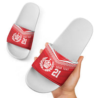 Custom Mate Ma'a Tonga Heritage Slide Sandals Pacific Tribal Rugby Red Edition - Polynesian Pride