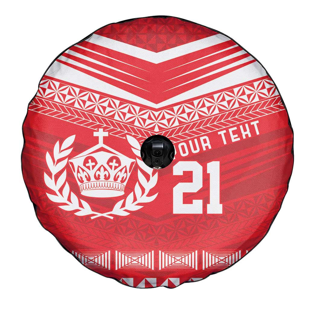 Custom Mate Ma'a Tonga Heritage Spare Tire Cover Pacific Tribal Rugby Red Edition - Polynesian Pride