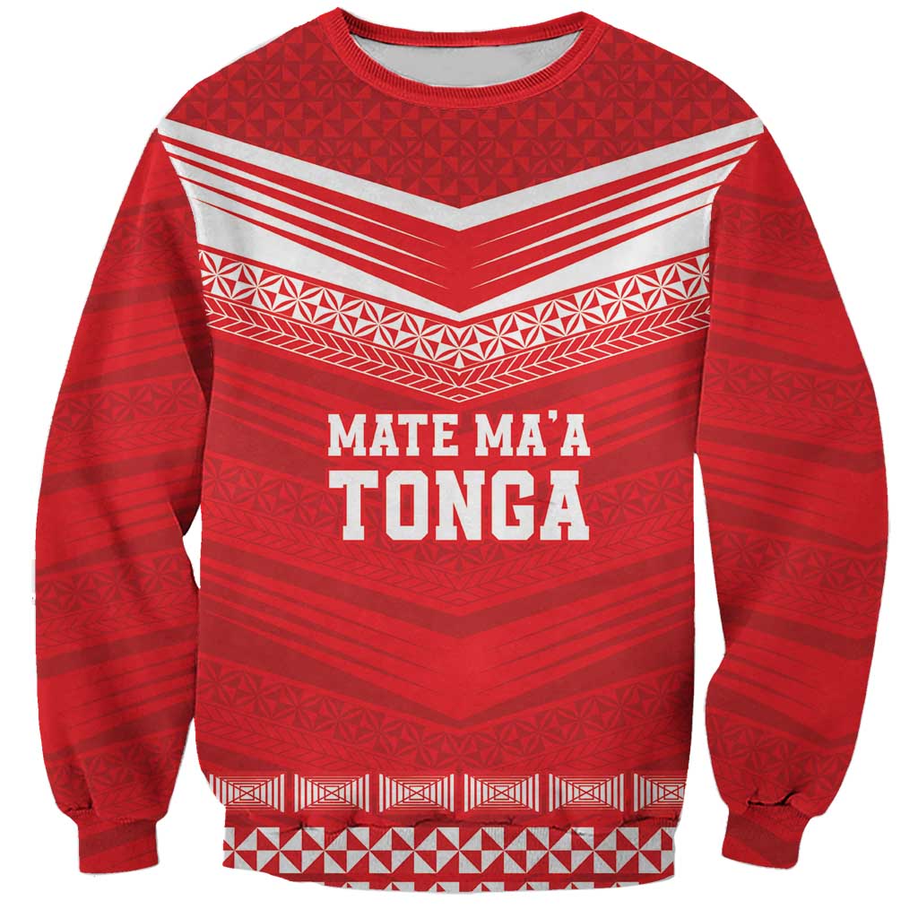 Custom Mate Ma'a Tonga Heritage Sweatshirt Pacific Tribal Rugby Red Edition LT9 Unisex Red - Polynesian Pride