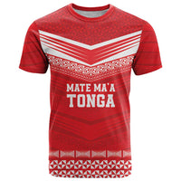 Custom Mate Ma'a Tonga Heritage T Shirt Pacific Tribal Rugby Red Edition - Polynesian Pride
