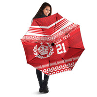 Custom Mate Ma'a Tonga Heritage Umbrella Pacific Tribal Rugby Red Edition - Polynesian Pride