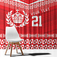 Custom Mate Ma'a Tonga Heritage Window Curtain Pacific Tribal Rugby Red Edition - Polynesian Pride