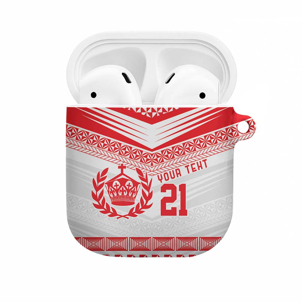 Custom Mate Ma'a Tonga Heritage AirPods Case Pacific Tribal Rugby White Edition - Polynesian Pride