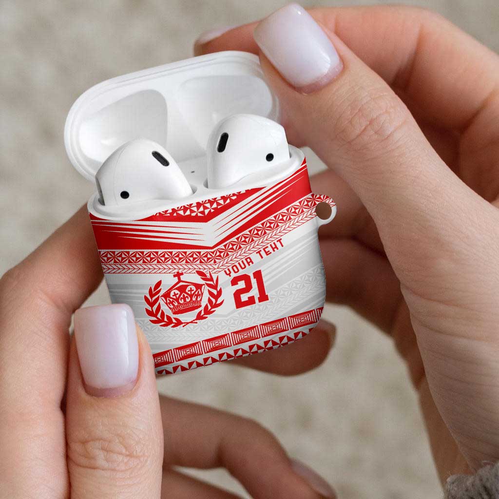 Custom Mate Ma'a Tonga Heritage AirPods Case Pacific Tribal Rugby White Edition - Polynesian Pride