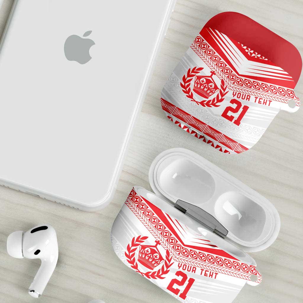 Custom Mate Ma'a Tonga Heritage AirPods Case Pacific Tribal Rugby White Edition - Polynesian Pride