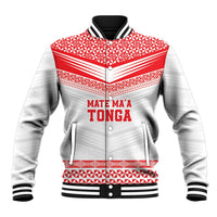 Custom Mate Ma'a Tonga Heritage Baseball Jacket Pacific Tribal Rugby White Edition LT9 Unisex White - Polynesian Pride