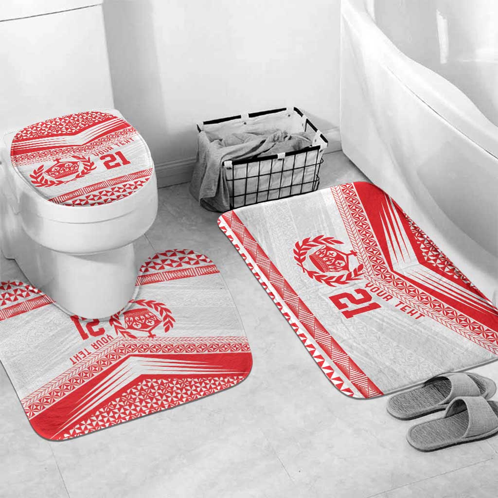 Custom Mate Ma'a Tonga Heritage Bathroom Set Pacific Tribal Rugby White Edition - Polynesian Pride
