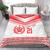 Custom Mate Ma'a Tonga Heritage Bedding Set Pacific Tribal Rugby White Edition - Polynesian Pride