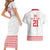Custom Mate Ma'a Tonga Heritage Couples Matching Short Sleeve Bodycon Dress and Hawaiian Shirt Pacific Tribal Rugby White Edition - Polynesian Pride