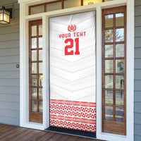 Custom Mate Ma'a Tonga Heritage Door Cover Pacific Tribal Rugby White Edition - Polynesian Pride