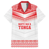Custom Mate Ma'a Tonga Heritage Family Matching Puletasi and Hawaiian Shirt Pacific Tribal Rugby White Edition LT9 Dad's Shirt - Short Sleeve White - Polynesian Pride