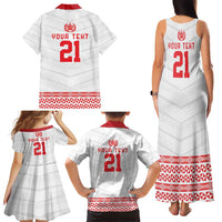Custom Mate Ma'a Tonga Heritage Family Matching Tank Maxi Dress and Hawaiian Shirt Pacific Tribal Rugby White Edition - Polynesian Pride
