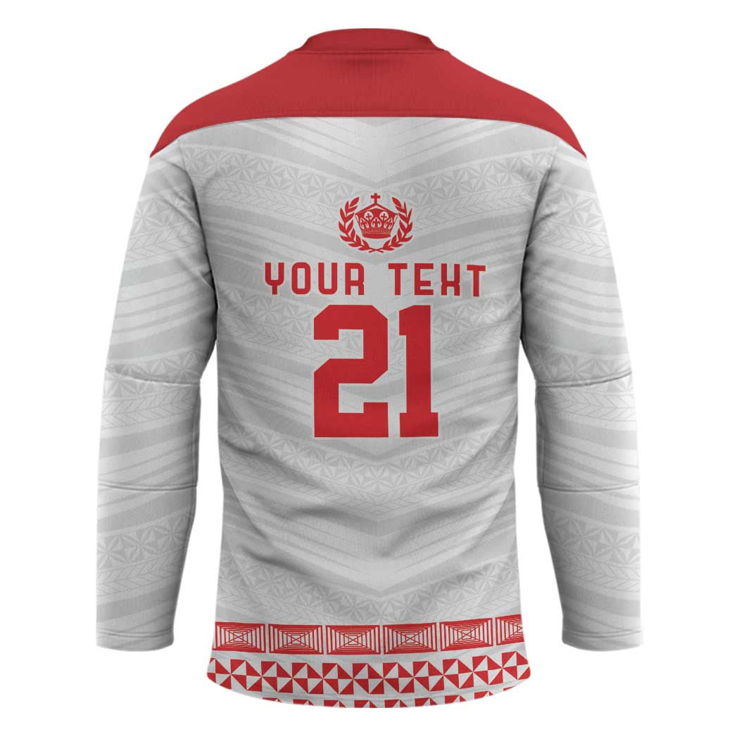 Custom Mate Ma'a Tonga Heritage Hockey Jersey Pacific Tribal Rugby White Edition - Polynesian Pride