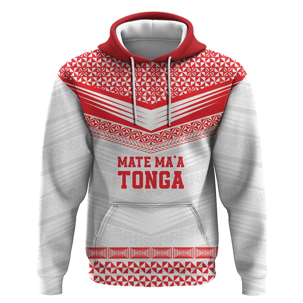 Custom Mate Ma'a Tonga Heritage Hoodie Pacific Tribal Rugby White Edition - Polynesian Pride