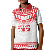 Custom Mate Ma'a Tonga Heritage Kid Polo Shirt Pacific Tribal Rugby White Edition - Polynesian Pride
