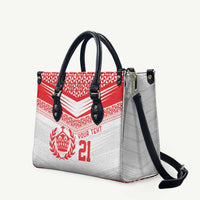 Custom Mate Ma'a Tonga Heritage Leather Bag Pacific Tribal Rugby White Edition - Polynesian Pride
