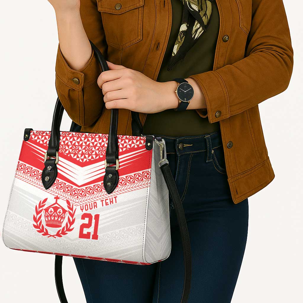 Custom Mate Ma'a Tonga Heritage Leather Bag Pacific Tribal Rugby White Edition - Polynesian Pride